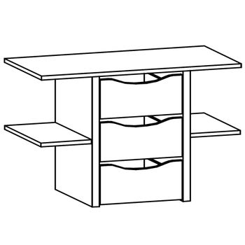 Orange Compartment Interior 3 Drawer with Shelves 90cm Width Decor