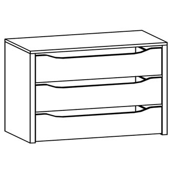 Orange Compartment Interior 3 Drawer 90cm Width Decor