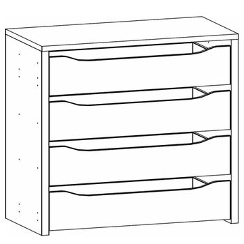 Orange Compartment Interior 4 Drawer 90cm Width Decor
