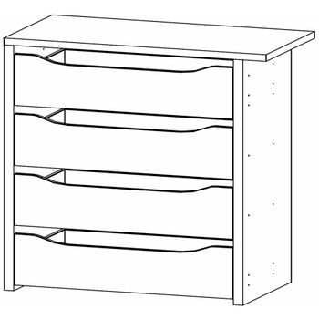 For Sliding Indented 4 Drawer 90cm Width Wardrobe Orange Compartment Interior