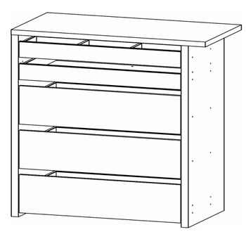 For Sliding Indented 5 Drawer 90cm Width Wardrobe Orange Compartment Interior