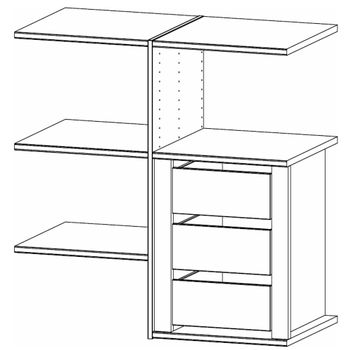 Orange Plus 100cm Width 3 Drawer and 4 Shelves Interior Division Wardrobe