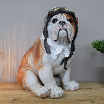 Brown Resin Large Pilot Dog Decor