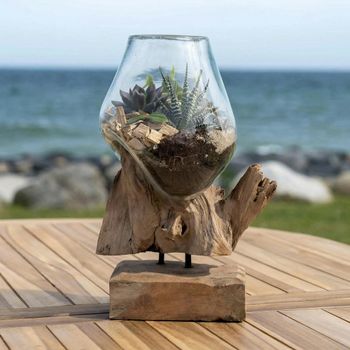 San Marino Waterdrop Teak Wood and Glass