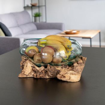 San Marino Waterdrop Brown Teakwood and Glass Decor