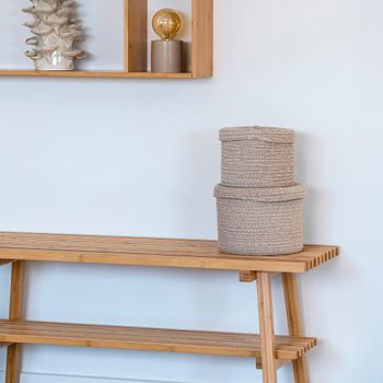 Set of 2 Sebal Basket Beige Cotton Decor