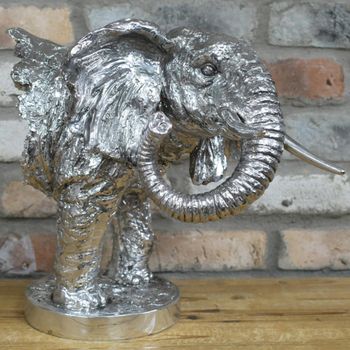 Set of 2 Silver Elephant Statue