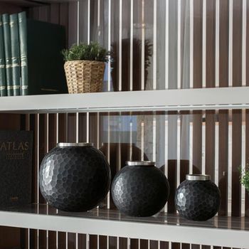 Set of 3 Sloane Dark Grey Metal Round Vase