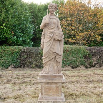 Statue with Sickle Hand Carved Stone Lady