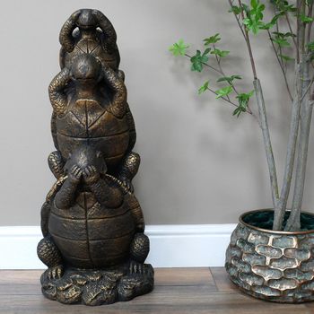 Tortoise Totem Grey Resin Statue