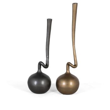 Set of 2 Treviso Gold and Black Metal Vase