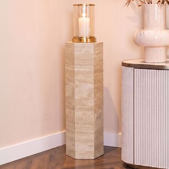 Vespin Column Hexagon Travertine Beige Decor