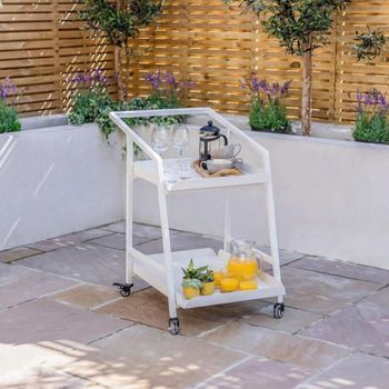 White Aluminium Garden 2 Tier Trolley