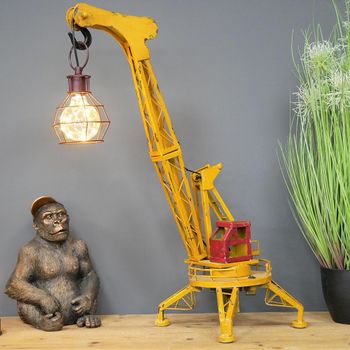 Set of 2 Yellow Metal Crane Light