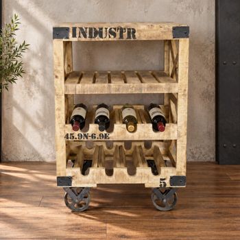 Brown Wooden Wine Trolley