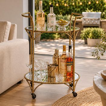 Danrich Grey and Gold Metal Drinks Trolley