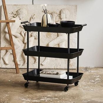 Black Glass Trolley Table