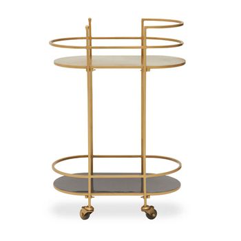 Korba Bar Trolley Grey Glass with Gold Metal