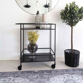 Vita Bar Trolley Black Melamine Metal