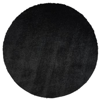 Cloudy Shaggy High Pile Black Round Rug - Sizes Available