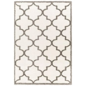 Cloudy Oriental Shaggy Ivory Rug - 160cm x 213cm