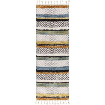 Lofty Shaggy Modern Boho Plush Pile Cream Runner - 80cm x 220cm