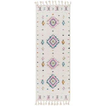 Lofty Shaggy Modern Boho Plush Pile Multicolour Runner - 80cm x 220cm