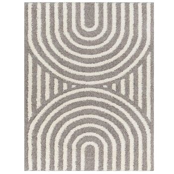 Rodos Modern Shaggy Charcoal Rug - Sizes Available