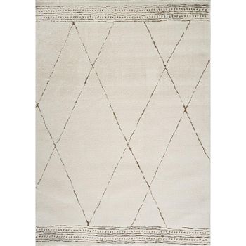 Freud Modern High Pile Berber Ivory and Brown Rug - Sizes Available