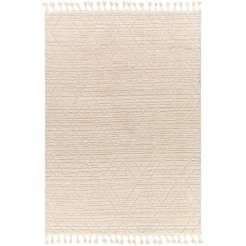 Nora Geometric High Pile Berber Beige Ivory Rug - Sizes Available