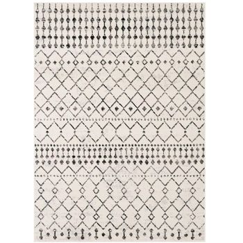 Pisa Geometric Berber Black and Grey Rug - Sizes Available