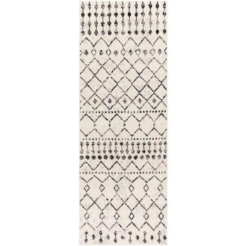 Pisa Geometric Berber Black and Grey Runner - 80cm x 220cm