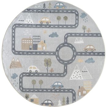 Lillian Machine Washable Light Grey Round Kids Rug - 160cm x 160cm