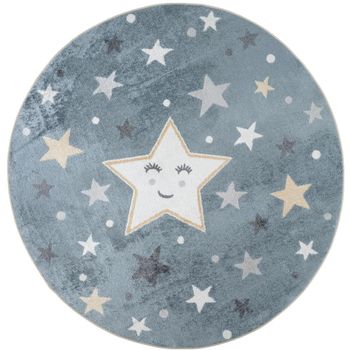Lillian Machine Washable Blue Round Kids Rug - 160cm x 160cm