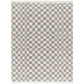 Birmingham Modern Shaggy Checkered Ivory and Grey Rug - Sizes Available
