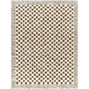 Freud Checkered Ivory and Brown Rug - Sizes Available