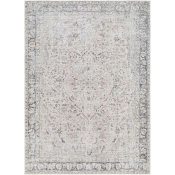 Amelie Machine Washable Traditional Boho Blush Light Grey Rug - Sizes Available