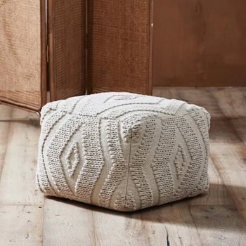 Wular Pouf Off White Fabric