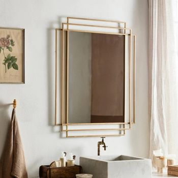 Brass Metal Frame Wall Mirror - 76cm x 97cm