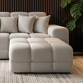 Jacob Natural Fabric Footstool