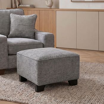 Nebraska Slate Grey Fabric Footstool