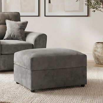 Maxwell Grey Fabric Footstool