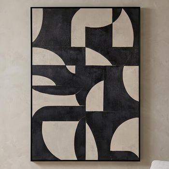 Splendor Wall Art Beige and Black Canvas, Pine, Polystyrene