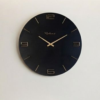 Byram Black and Gold Metal Wall Round Clock