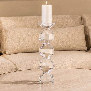 Safia Clear Glass Large Candle Holder