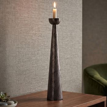 Saphira Candle Holder Smoke Aluminium Cone Base