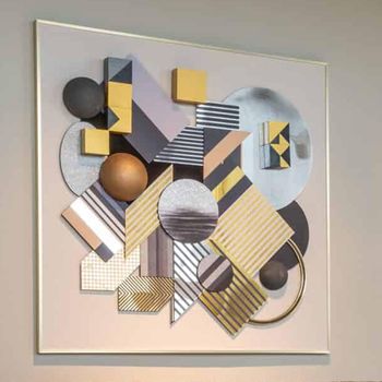 3D Block Square Wall Art Black and Gold