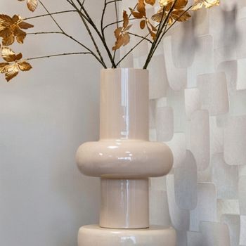 Benice Tapioca Cream Metal Large Vase