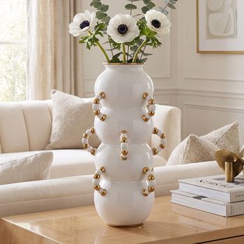 Pippy White and Gold Ceramic Vase