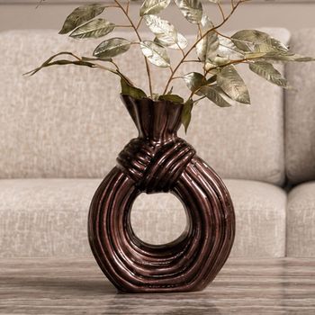 Suen Dark Brown Aluminium Vase
